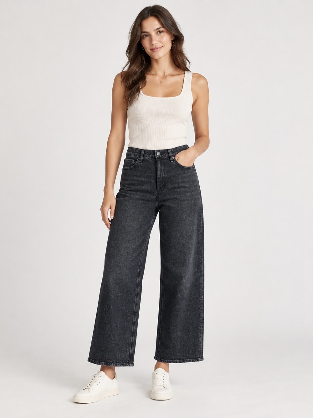 Quince Bella Wide Leg Jeans Faded Black Size 32